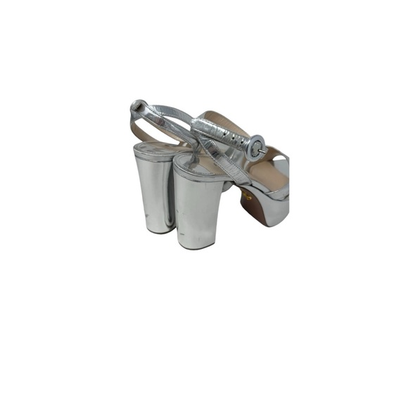 Prada Platform metallic silver sandals sz 8.5 - Picture 3 of 14